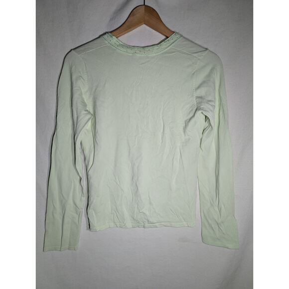 Franco Valeri Vintage womens Light Green Beaded Long Sleeve top Sz Small 90s Y2K - Picture 4 of 5